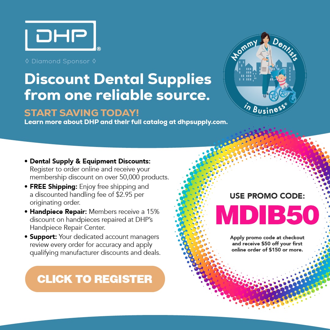 Promotional graphic for DHP - discount dental supplies from one reliable source